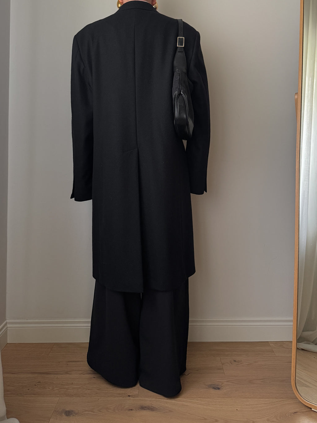 Cappotto Lebole nero in lana e cashmere