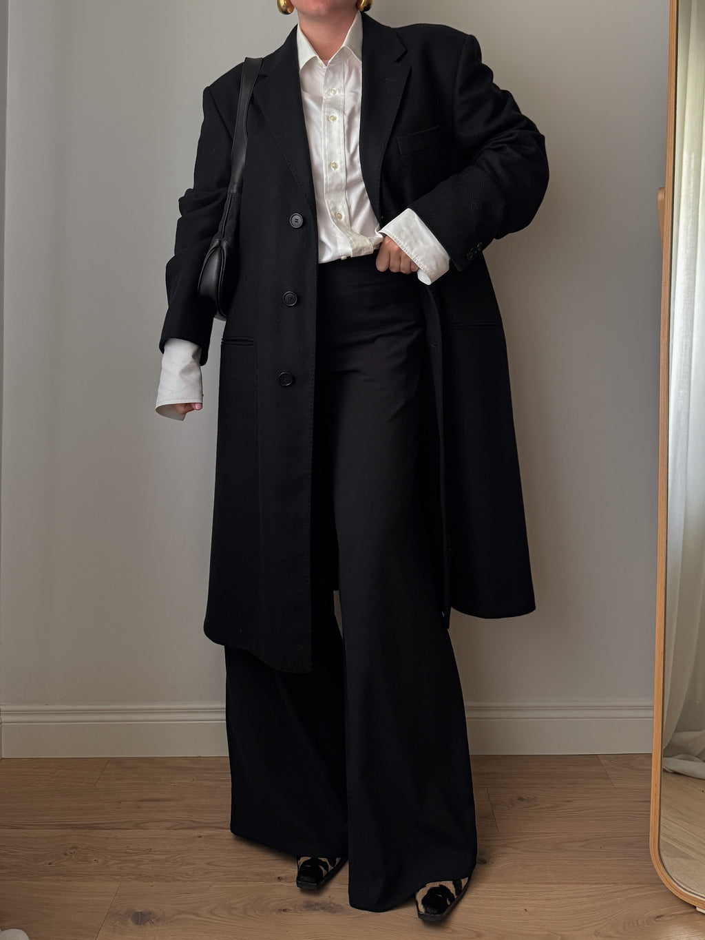 Cappotto Lebole nero in lana e cashmere