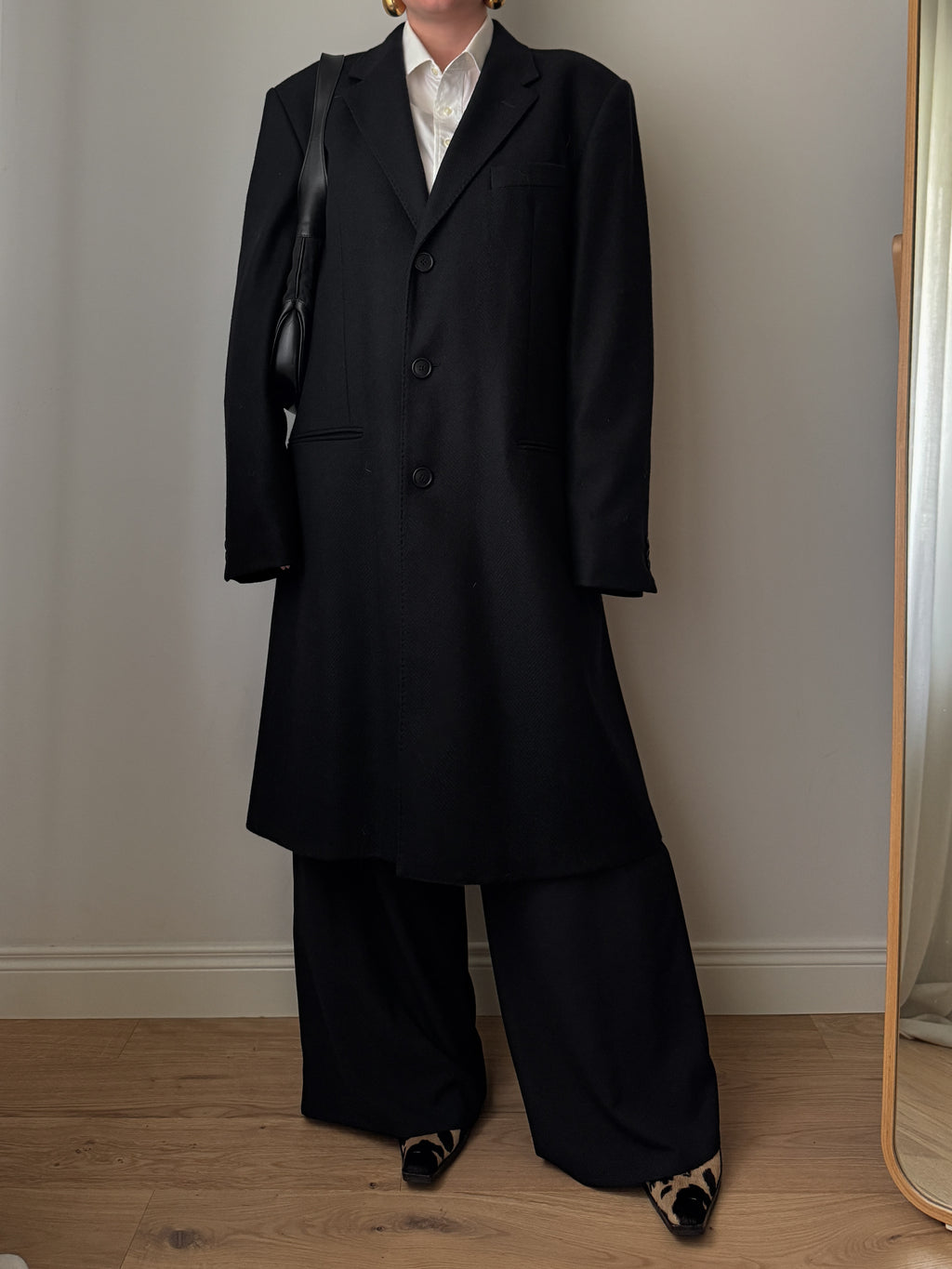 Cappotto Lebole nero in lana e cashmere