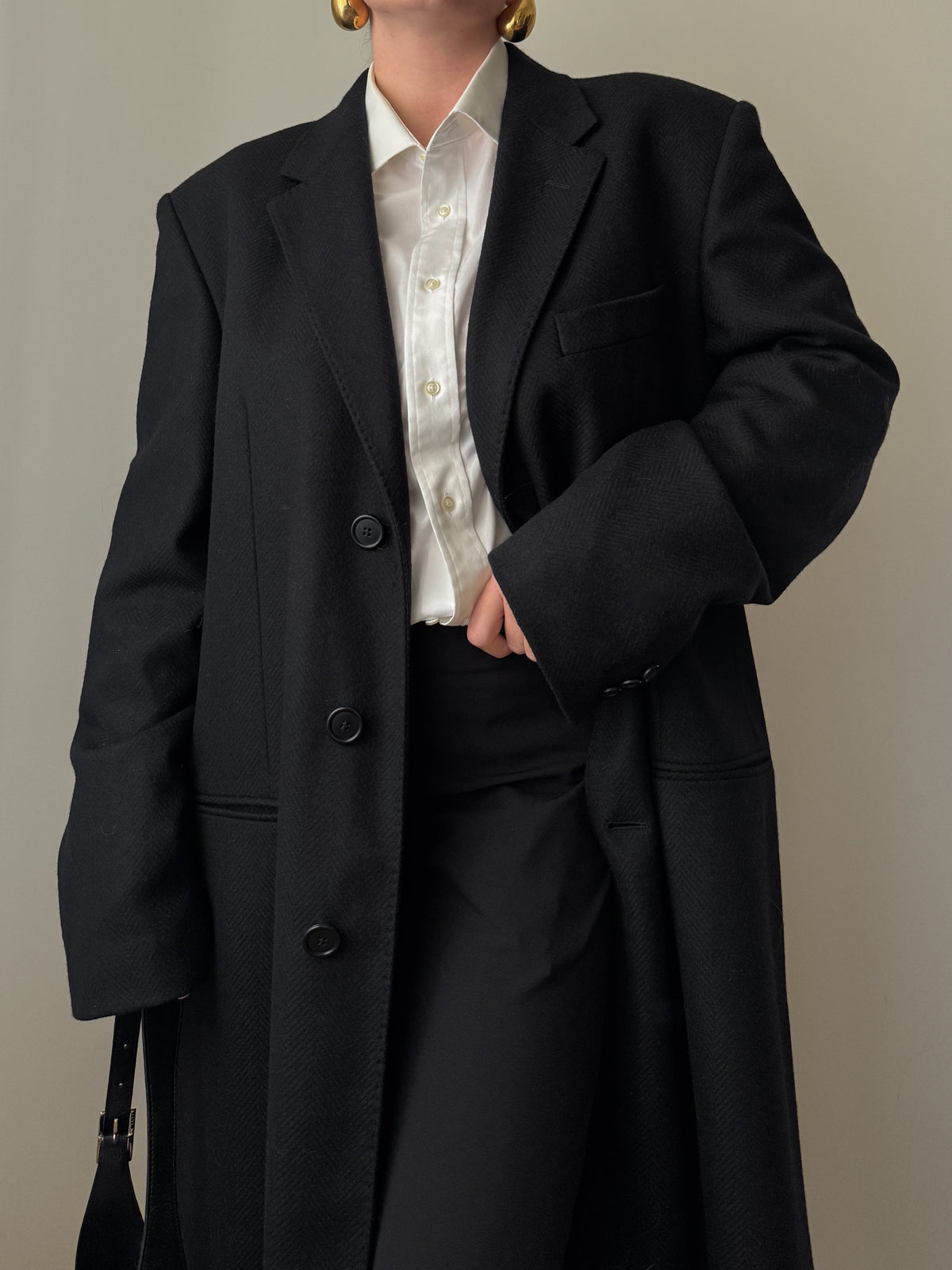 Cappotto Lebole nero in lana e cashmere