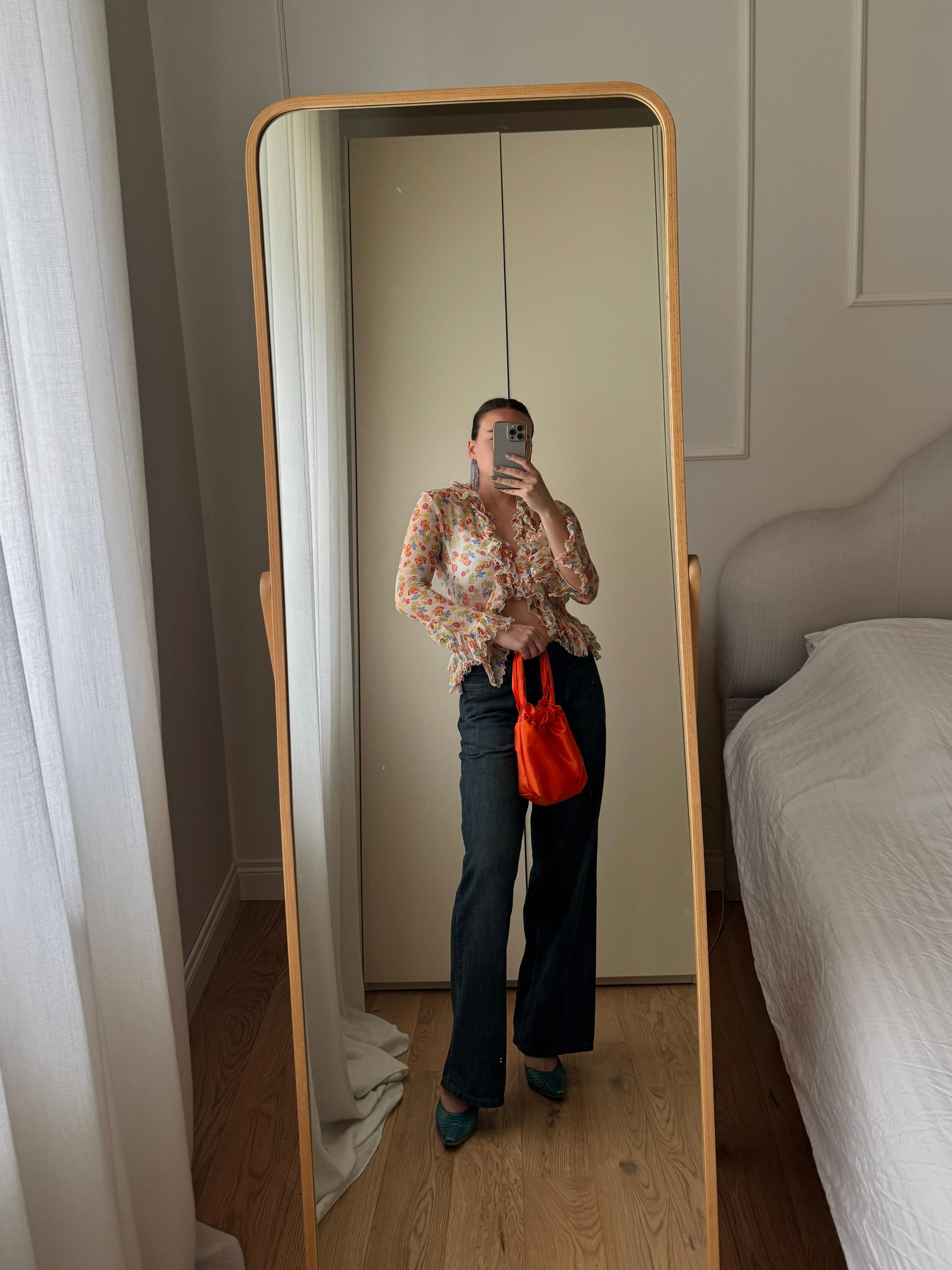 Blusa floreale in pura seta
