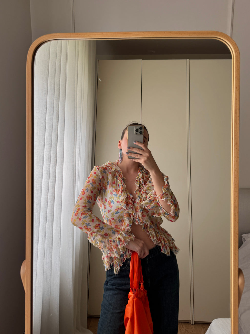 Blusa floreale in pura seta