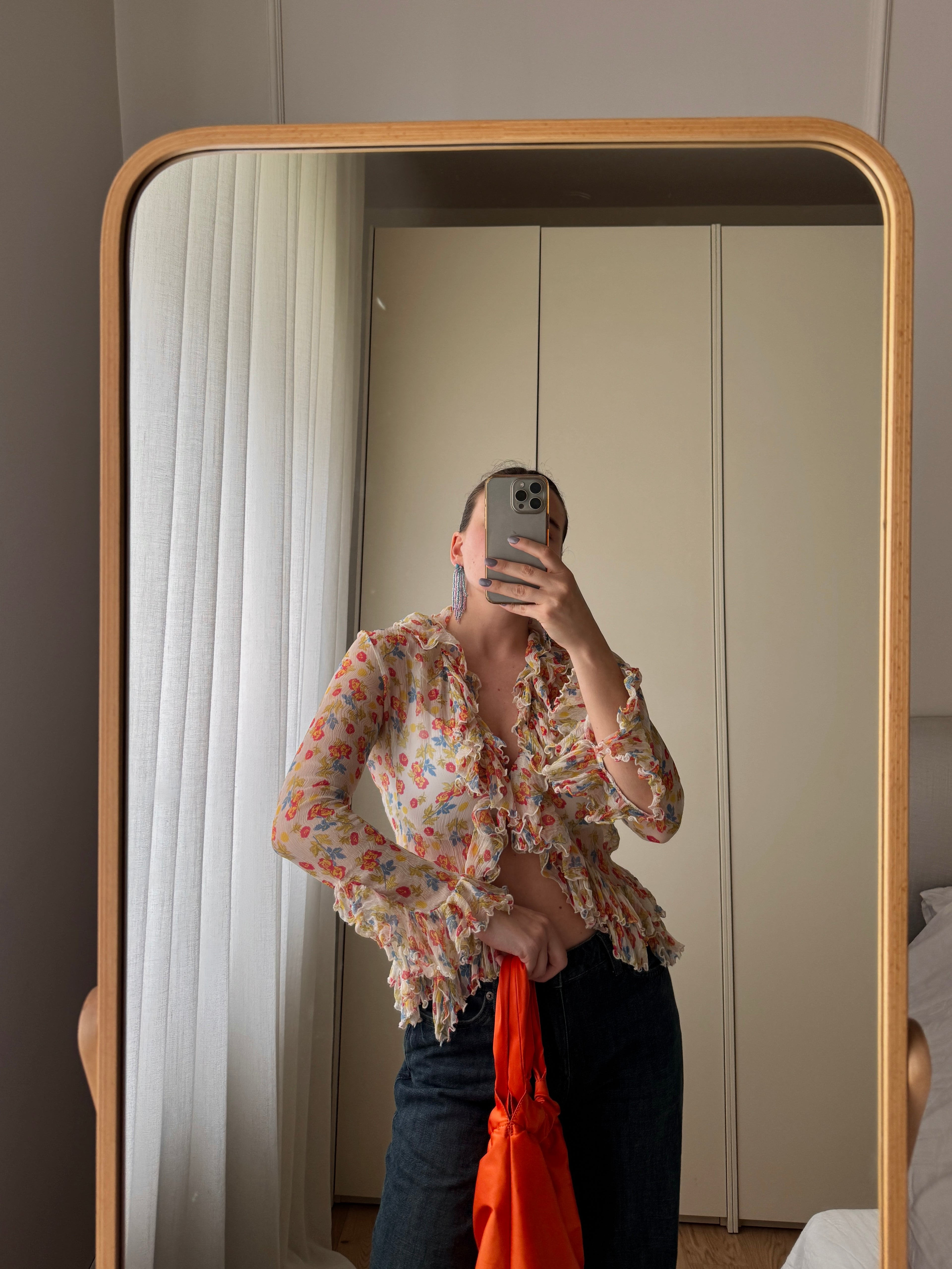 Blusa floreale in pura seta