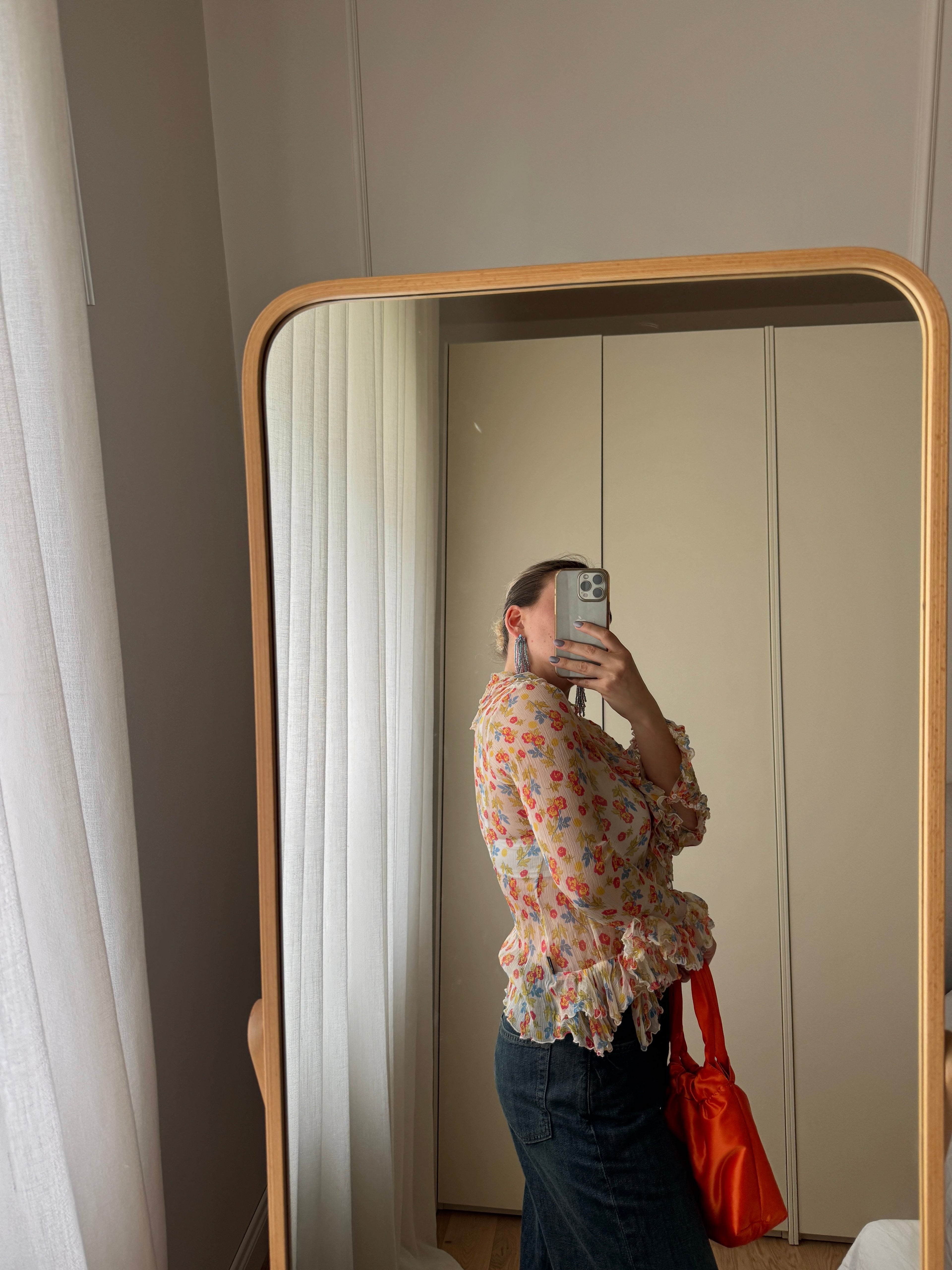 Blusa floreale in pura seta