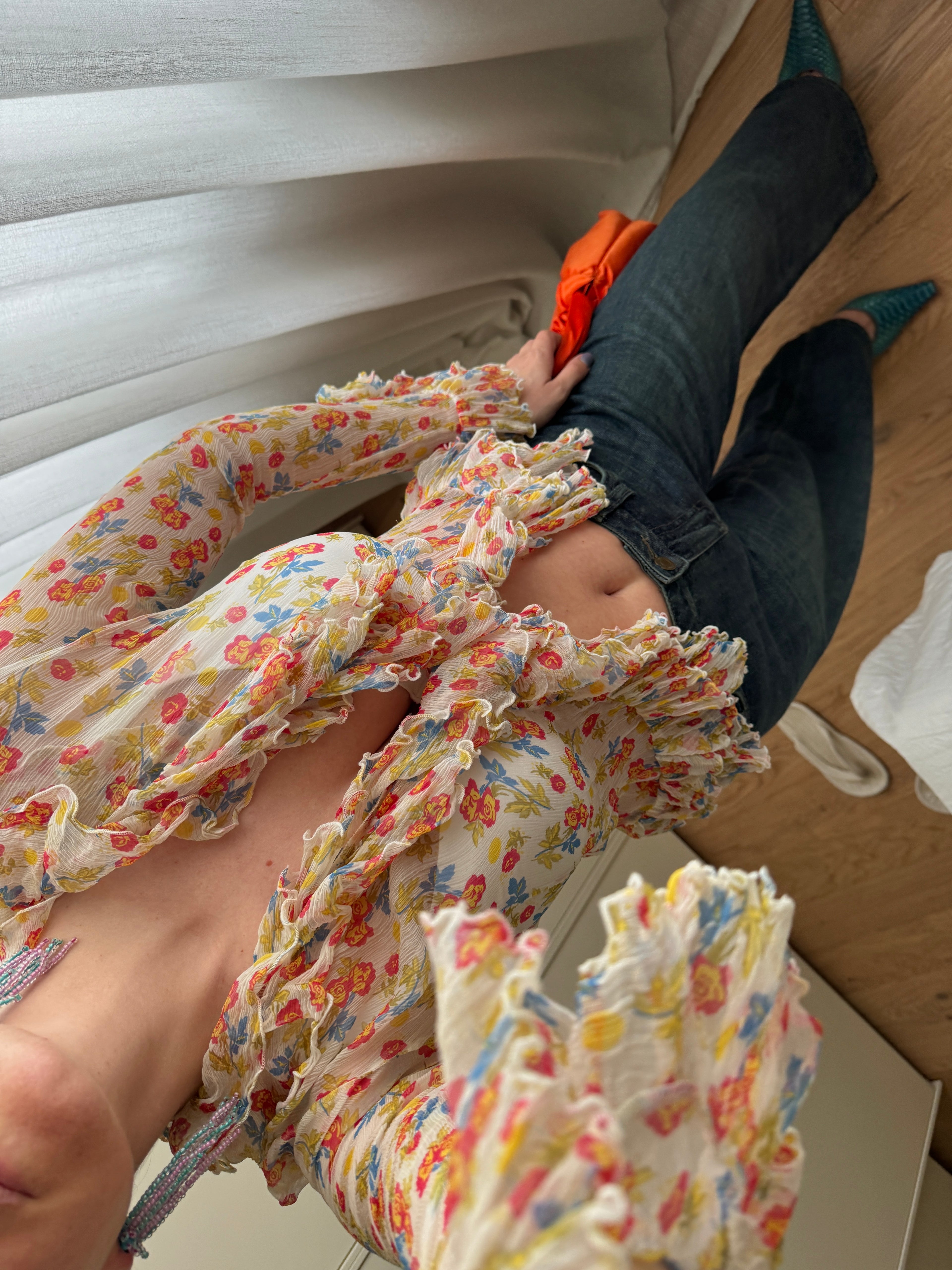 Blusa floreale in pura seta