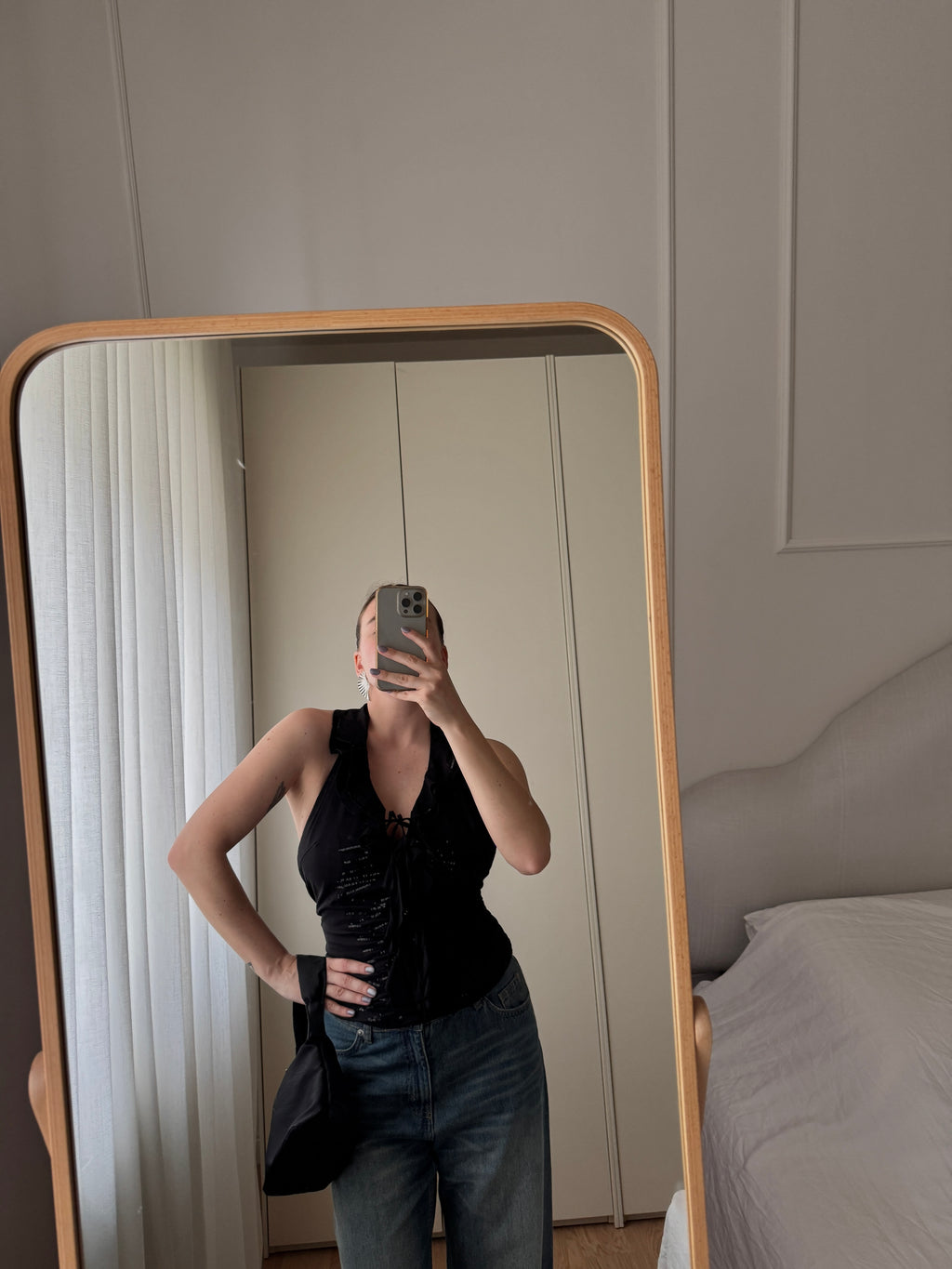Top Seventy in cotone e paillettes
