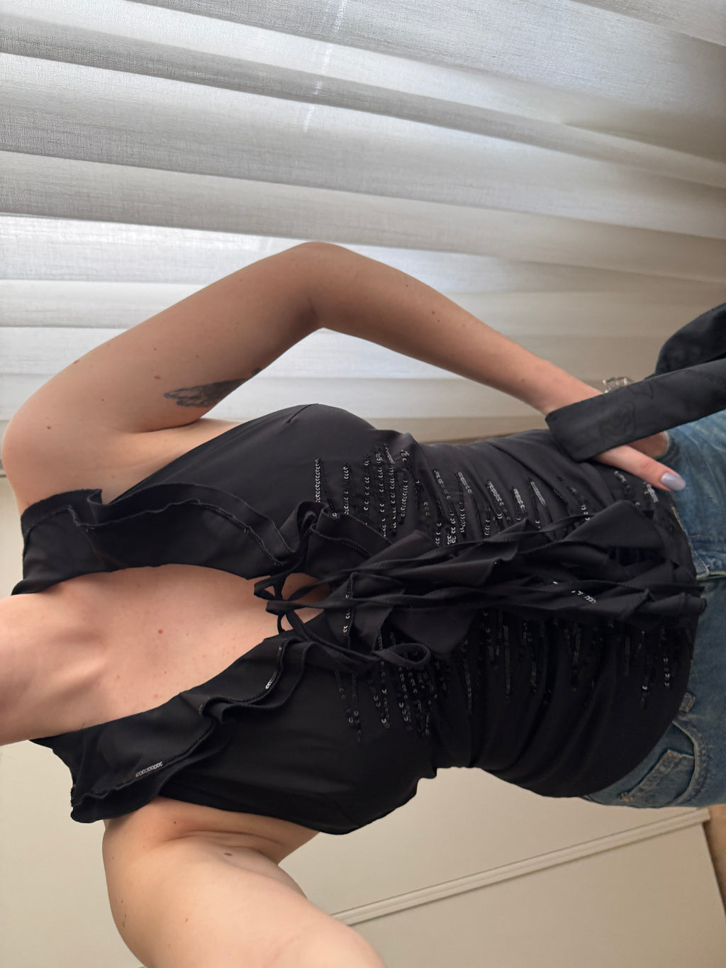 Top Seventy in cotone e paillettes