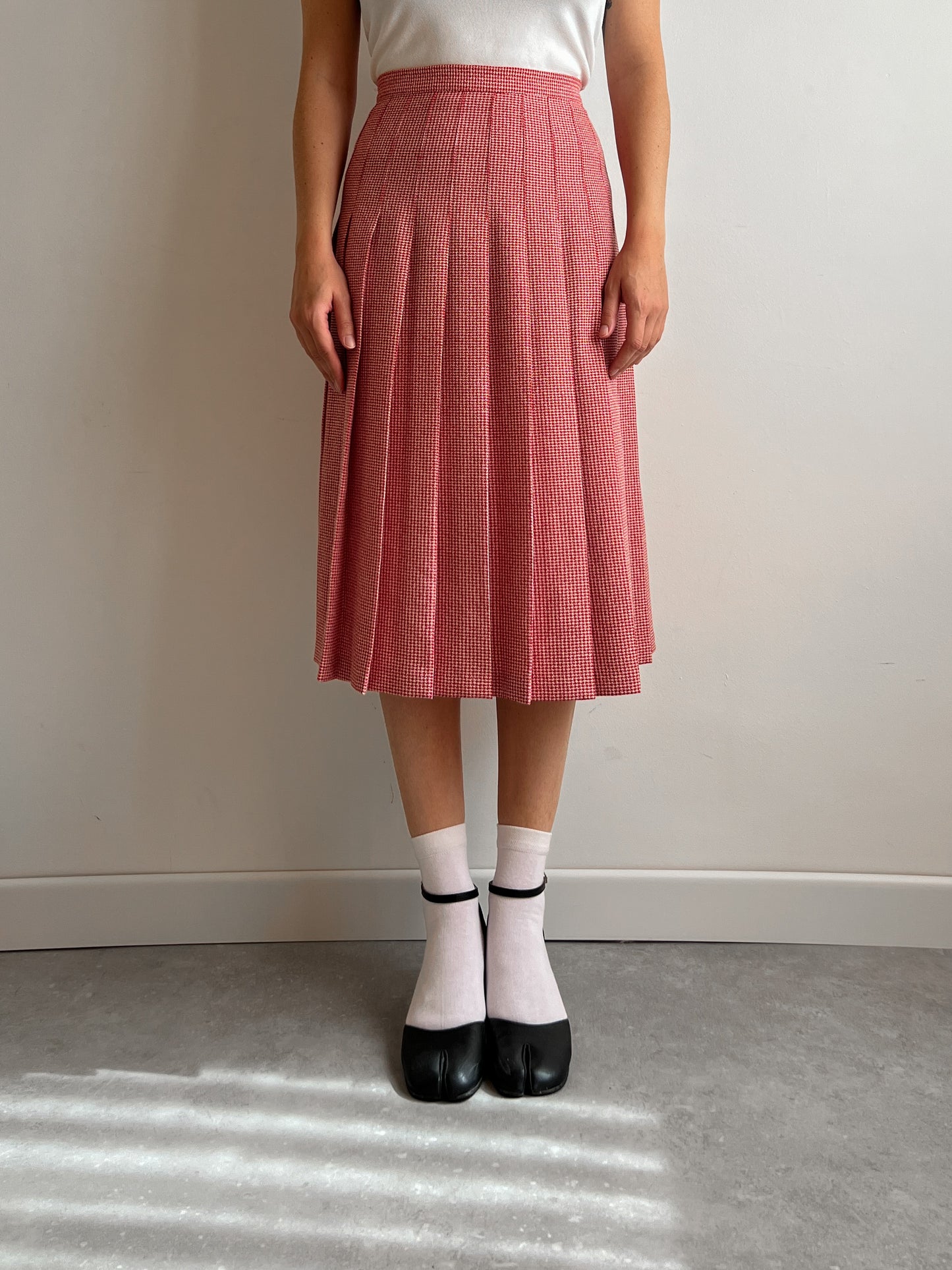 Pure wool pleated midi skirt