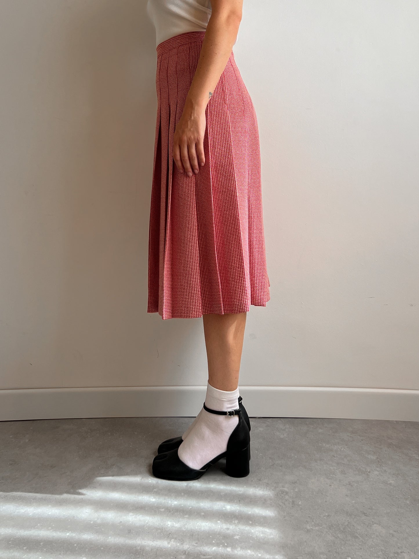 Pure wool pleated midi skirt