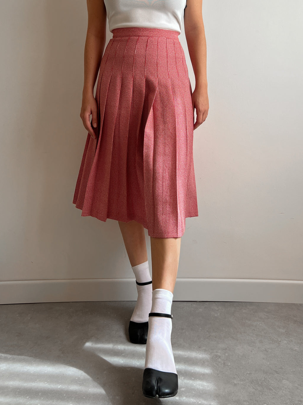 Pure wool pleated midi skirt