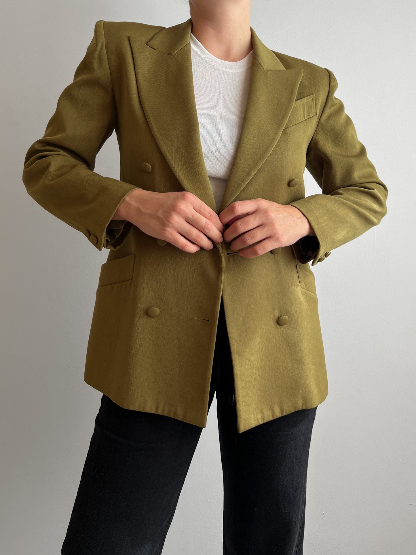 Viscose and wool olive blazer