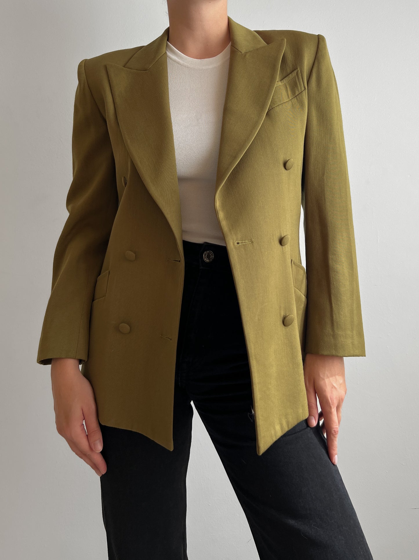 Viscose and wool olive blazer