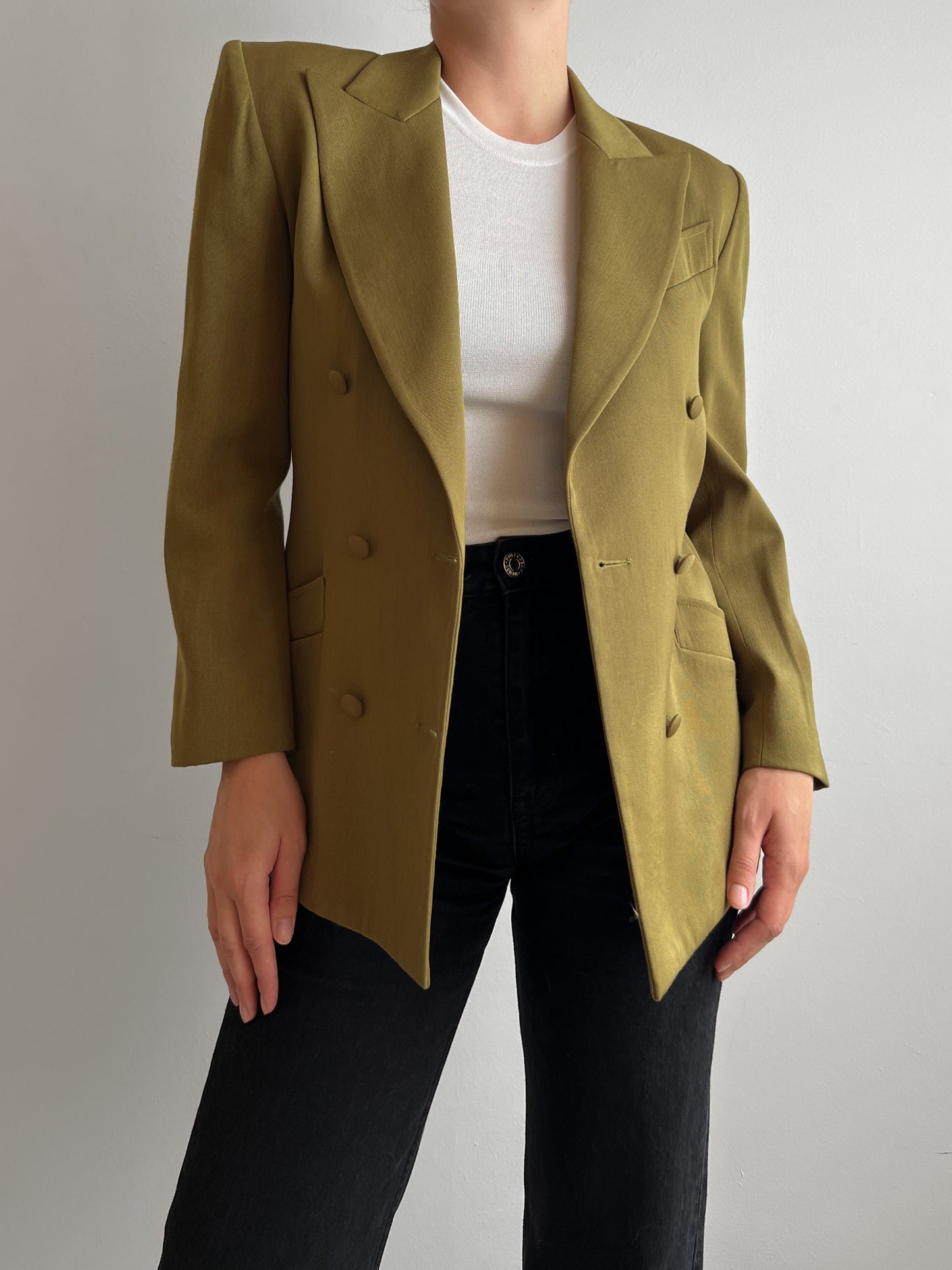 Viscose and wool olive blazer