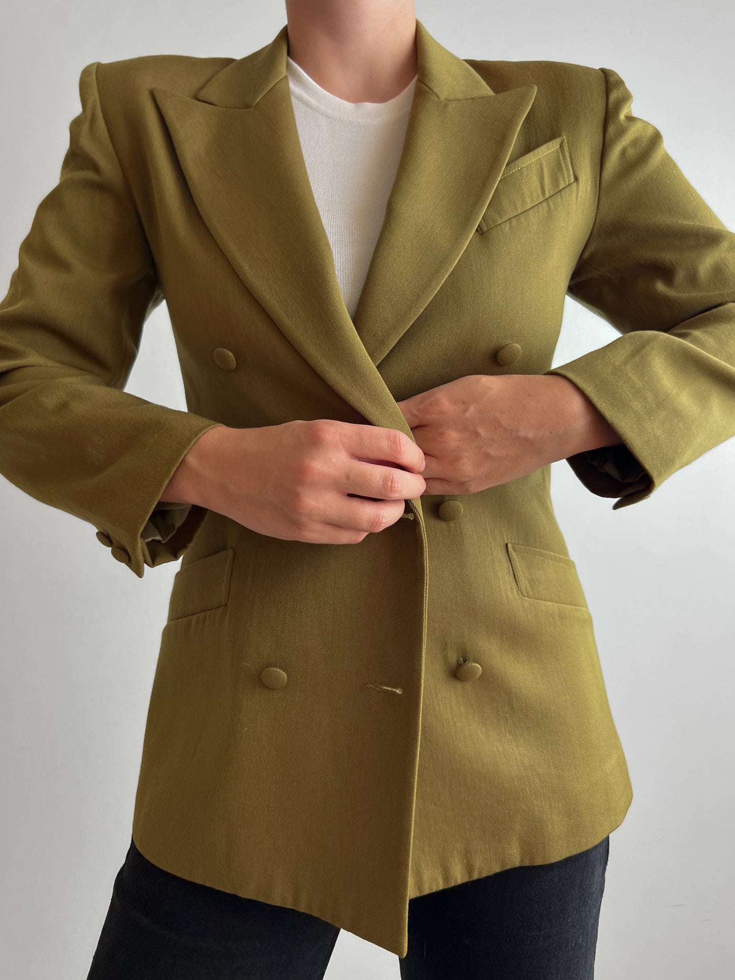 Viscose and wool olive blazer