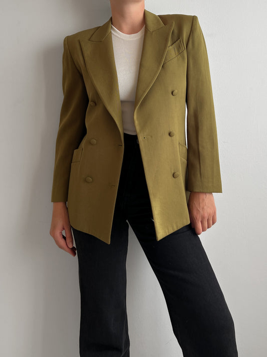 Viscose and wool olive blazer