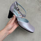 Genuine leather lilac slingback