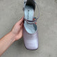 Genuine leather lilac slingback