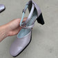 Genuine leather lilac slingback