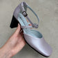 Genuine leather lilac slingback