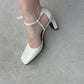 Genuine leather ivory slingback