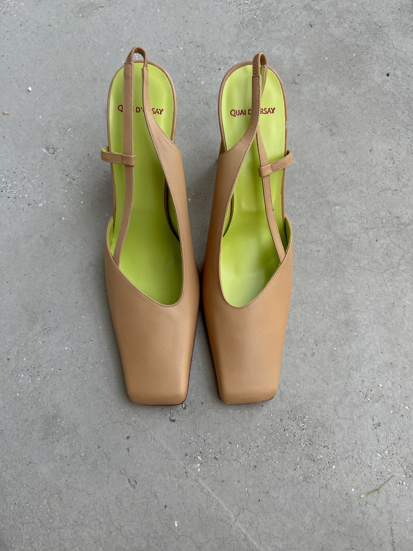 Genuine leather beige slingback