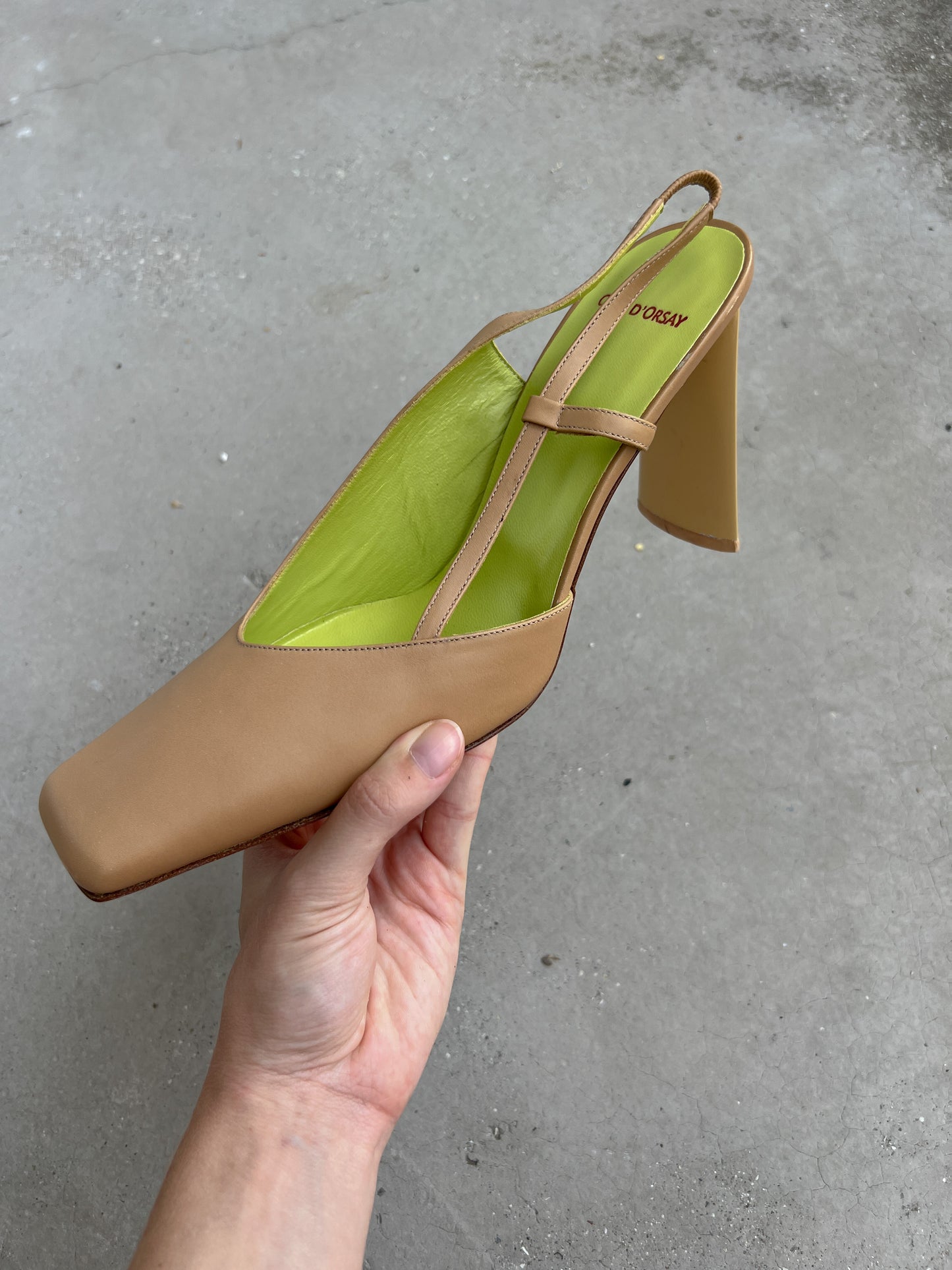 Genuine leather beige slingback