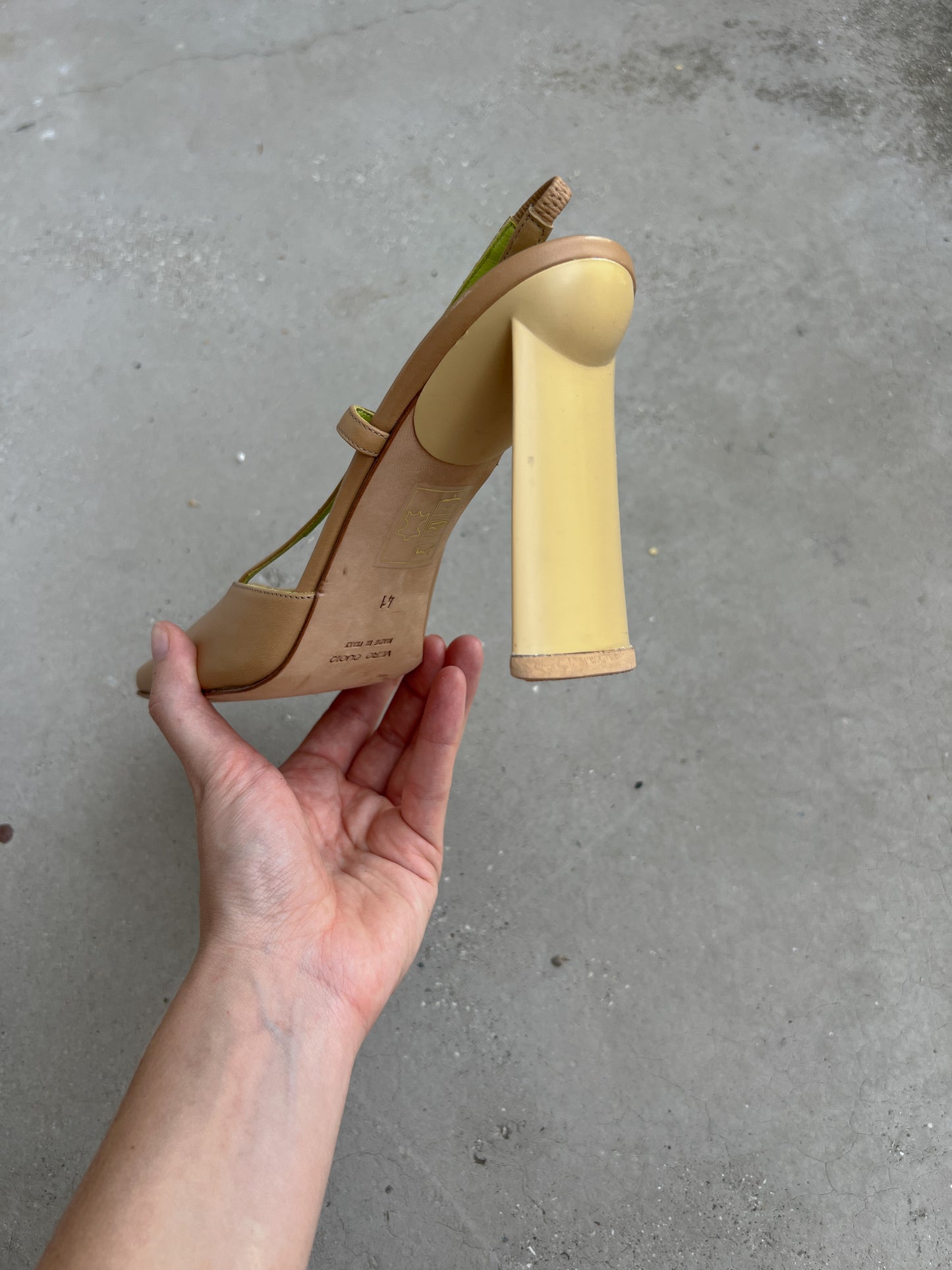 Genuine leather beige slingback