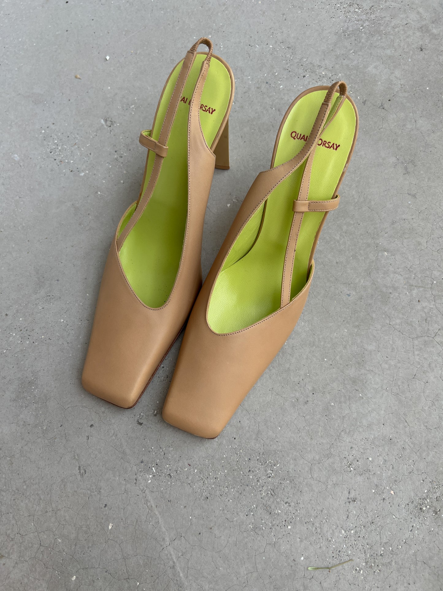 Genuine leather beige slingback