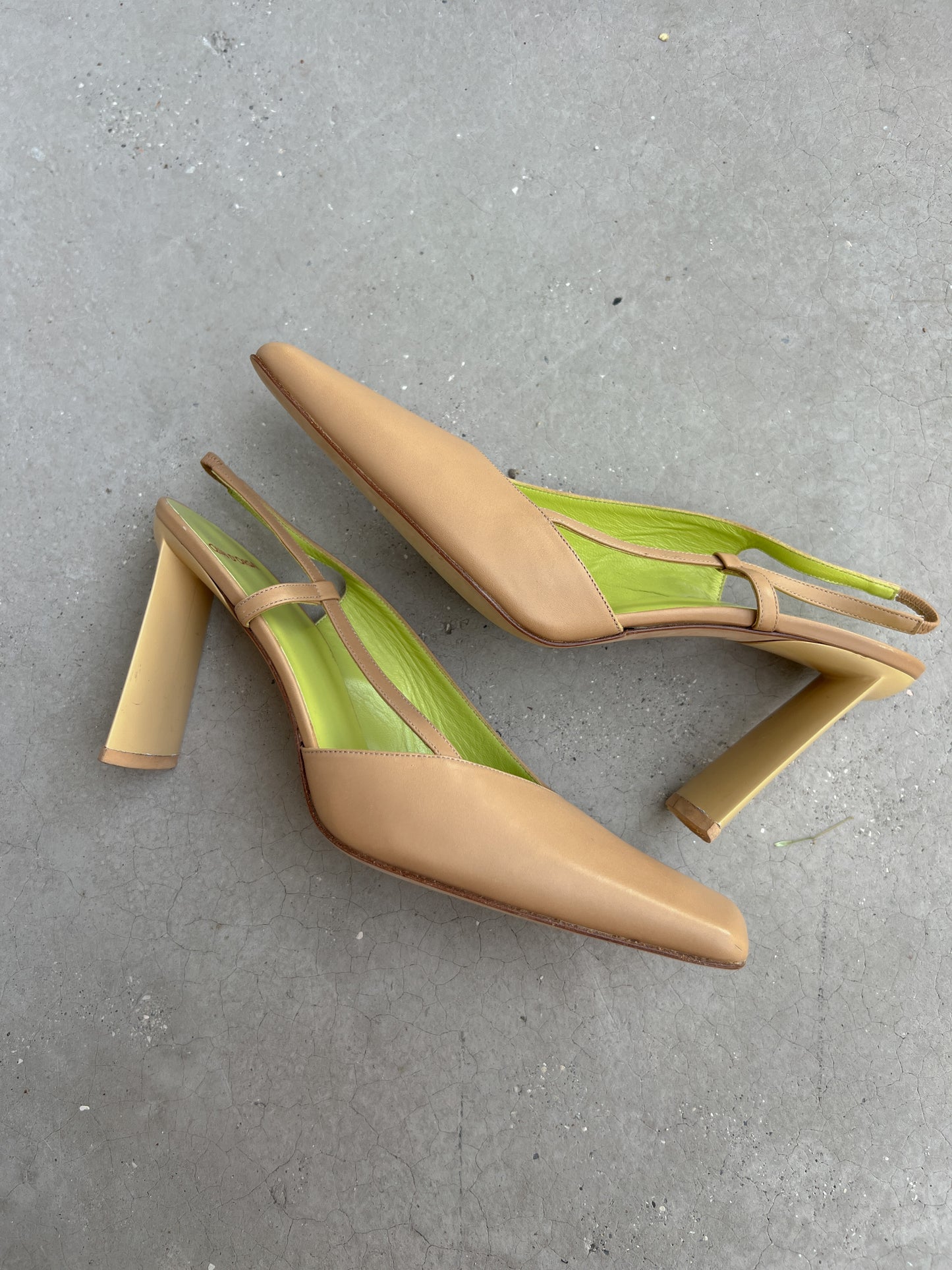 Genuine leather beige slingback