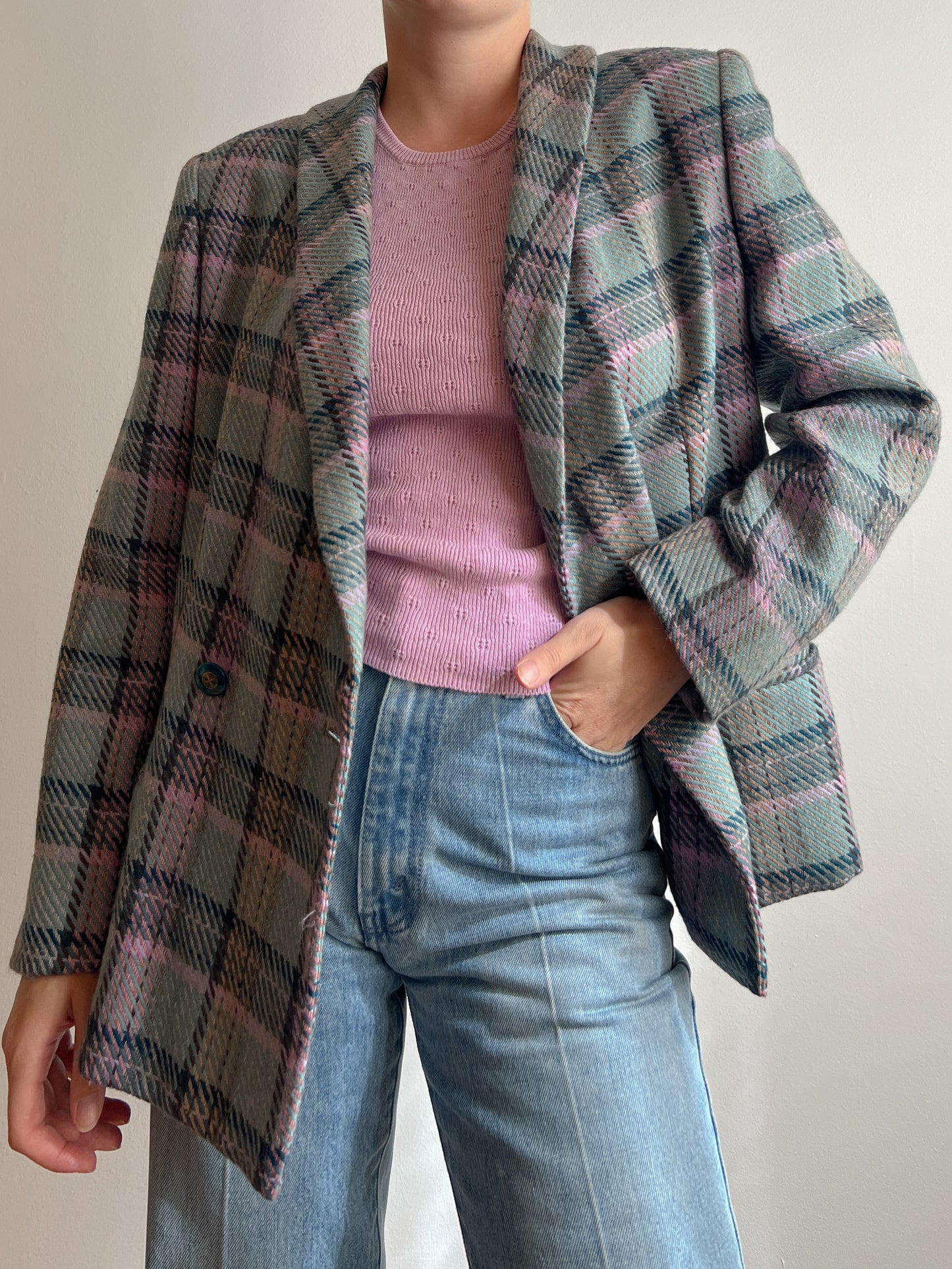 Pure wool tartan blazer