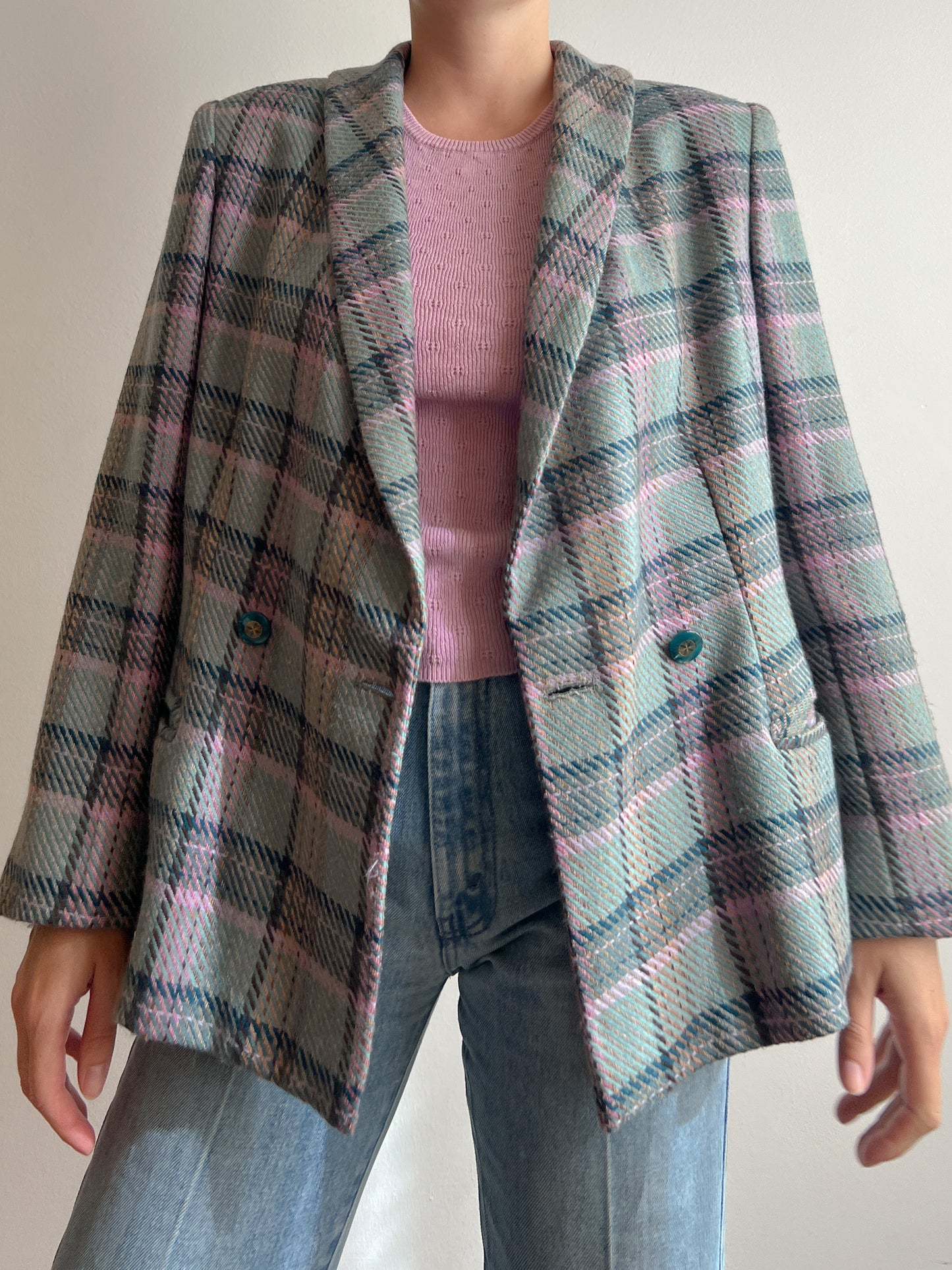 Pure wool tartan blazer