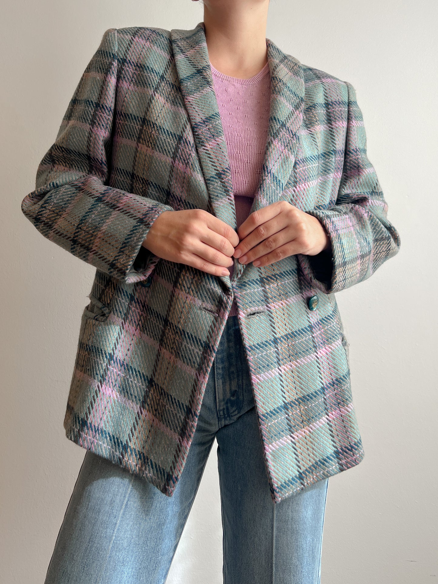 Pure wool tartan blazer