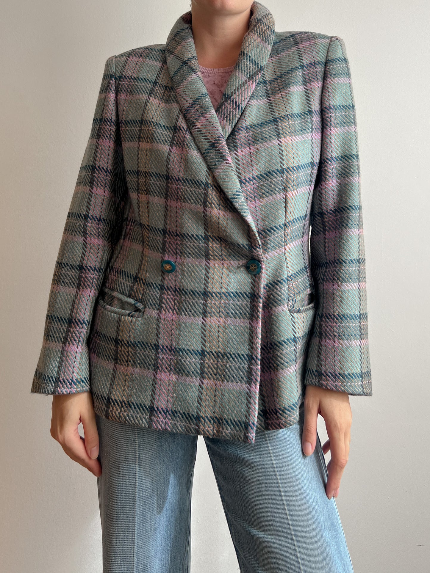 Pure wool tartan blazer