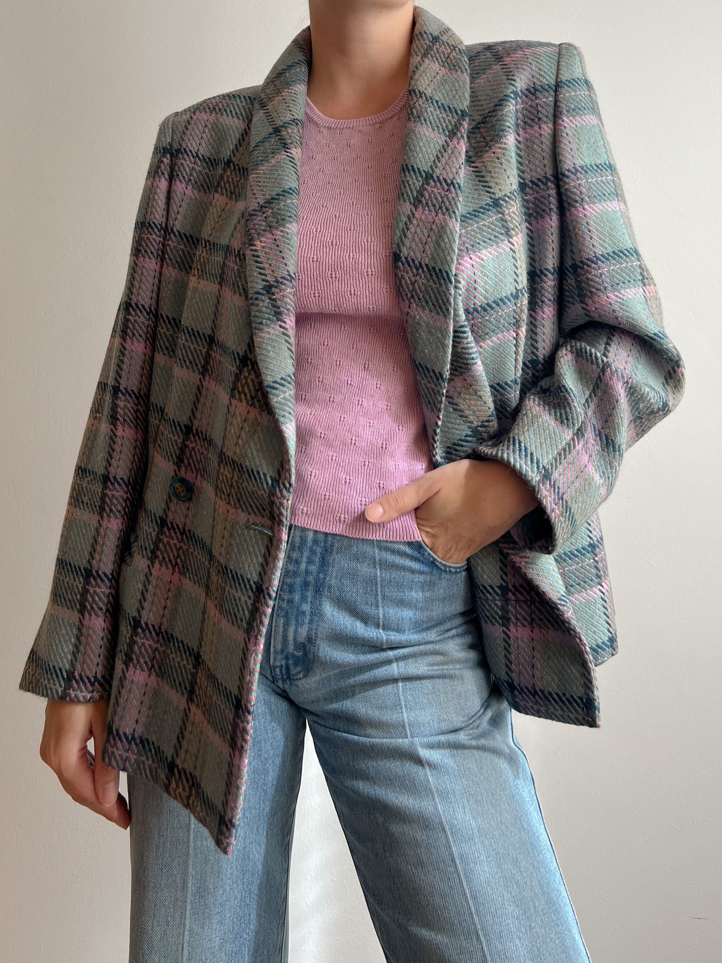 Pure wool tartan blazer