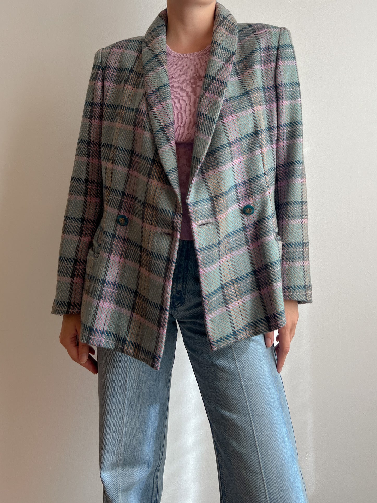 Pure wool tartan blazer