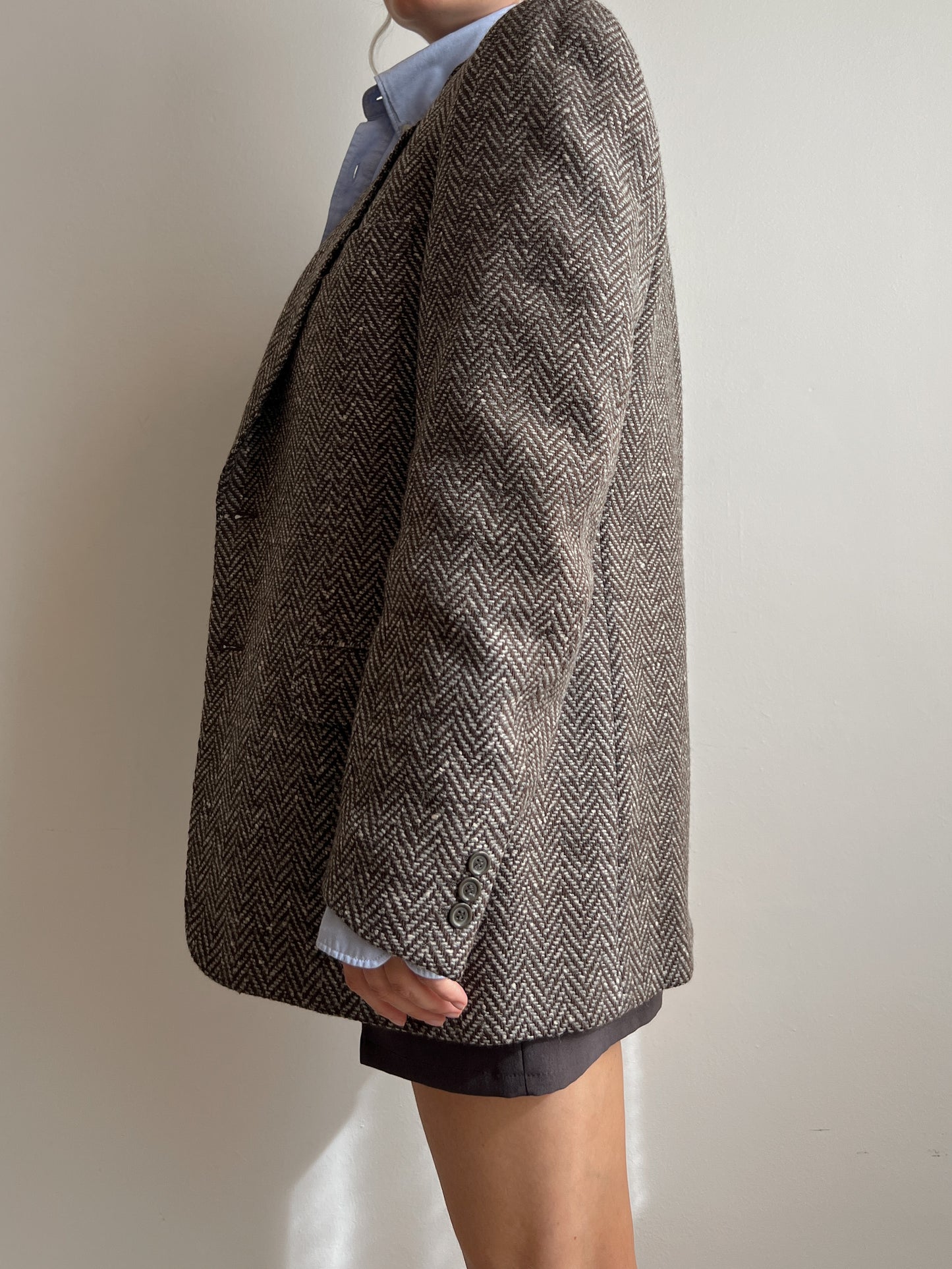 Pure virgin wool herringbone blazer