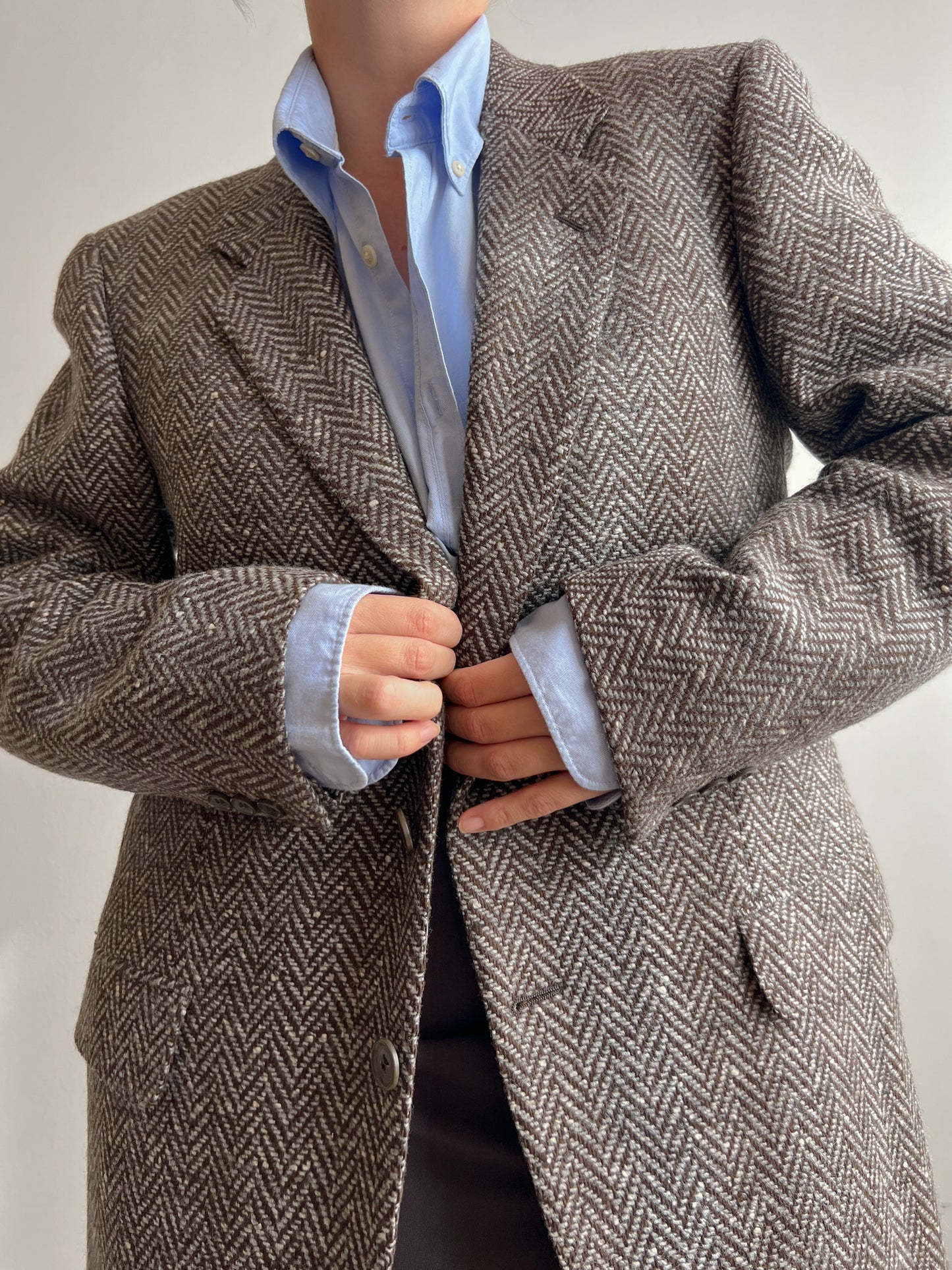 Pure virgin wool herringbone blazer