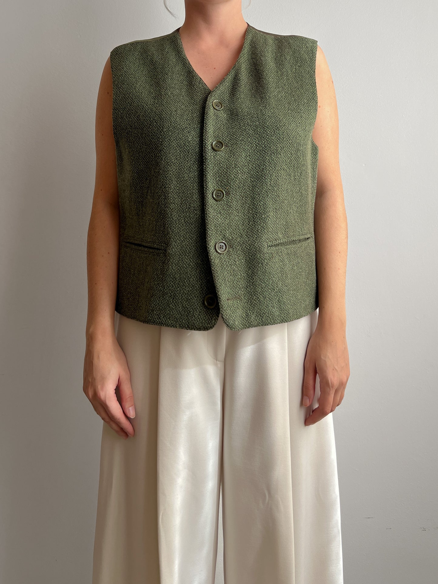 Wool green blazer and vest