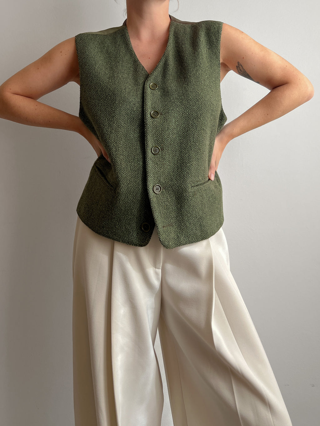Wool green blazer and vest