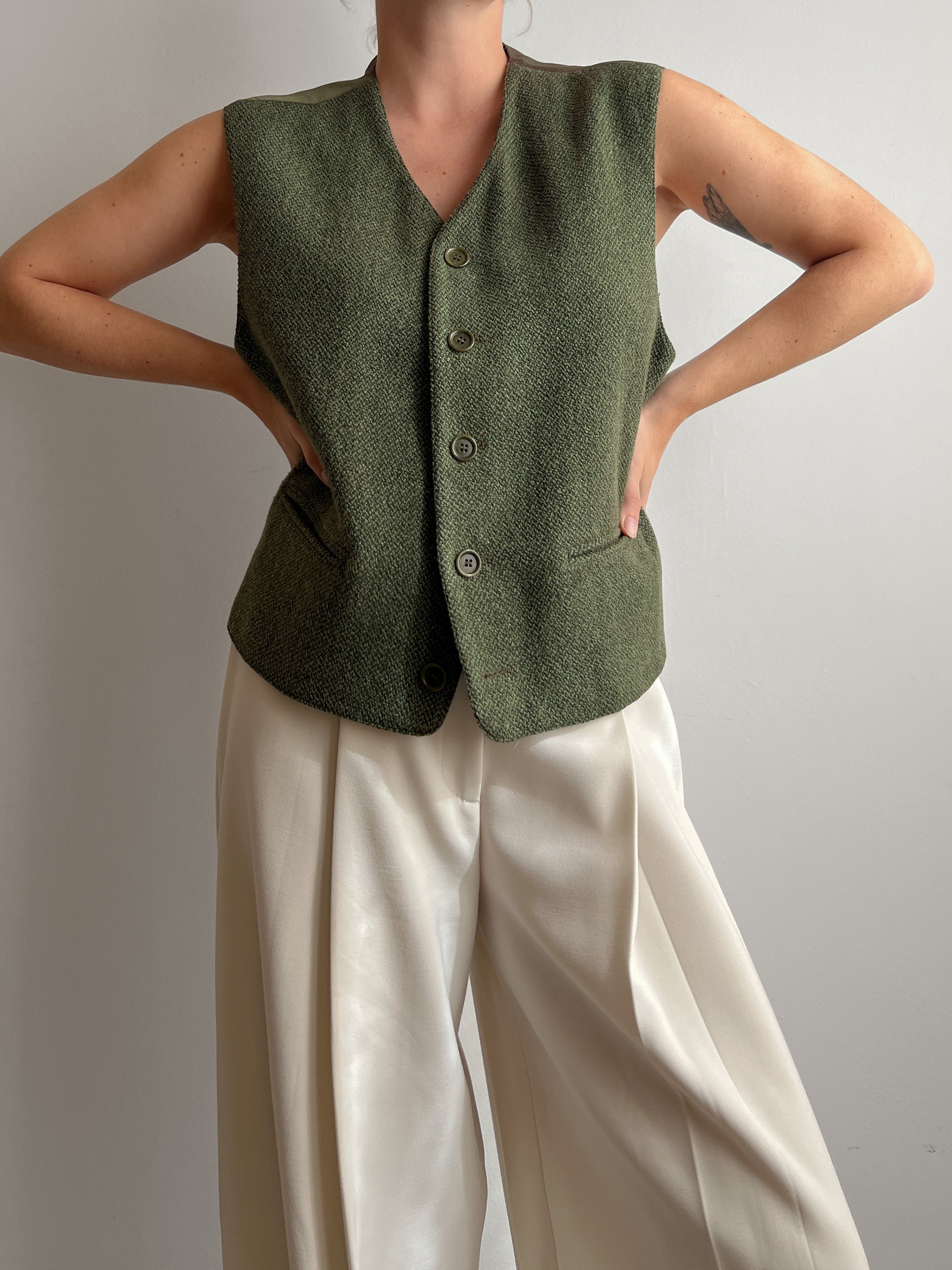 Wool green blazer and vest