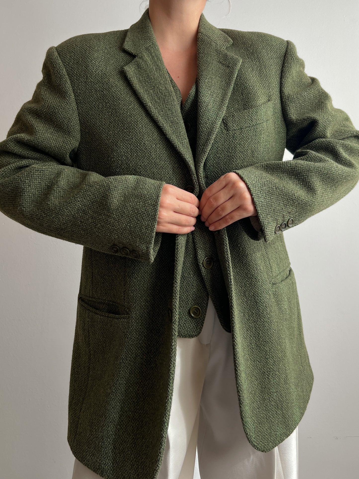 Wool green blazer and vest