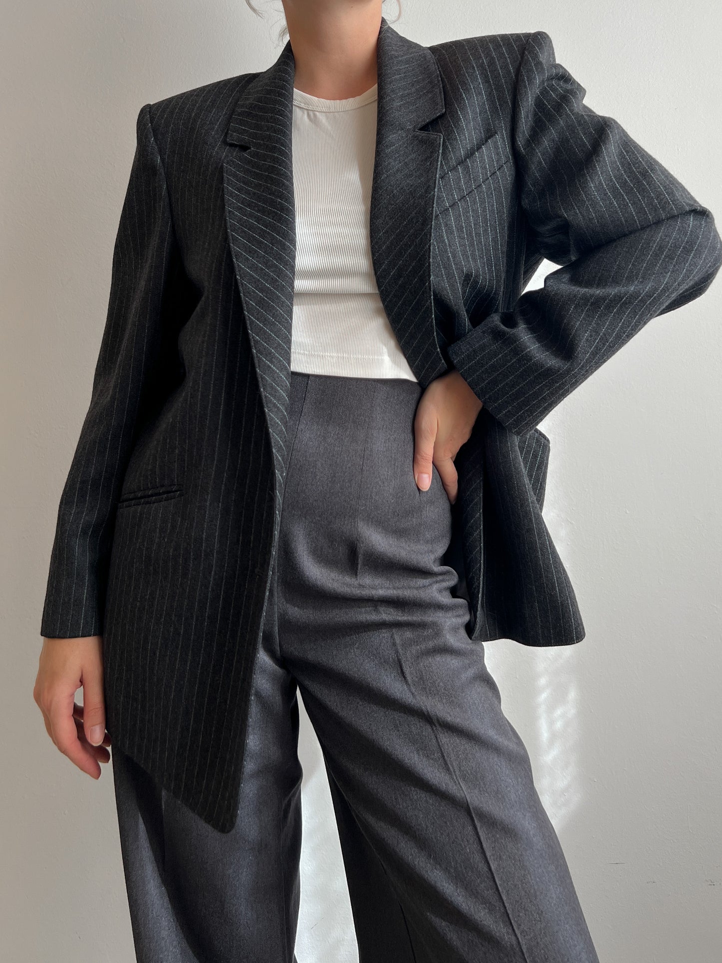 Pure virgin wool pinstripe blazer