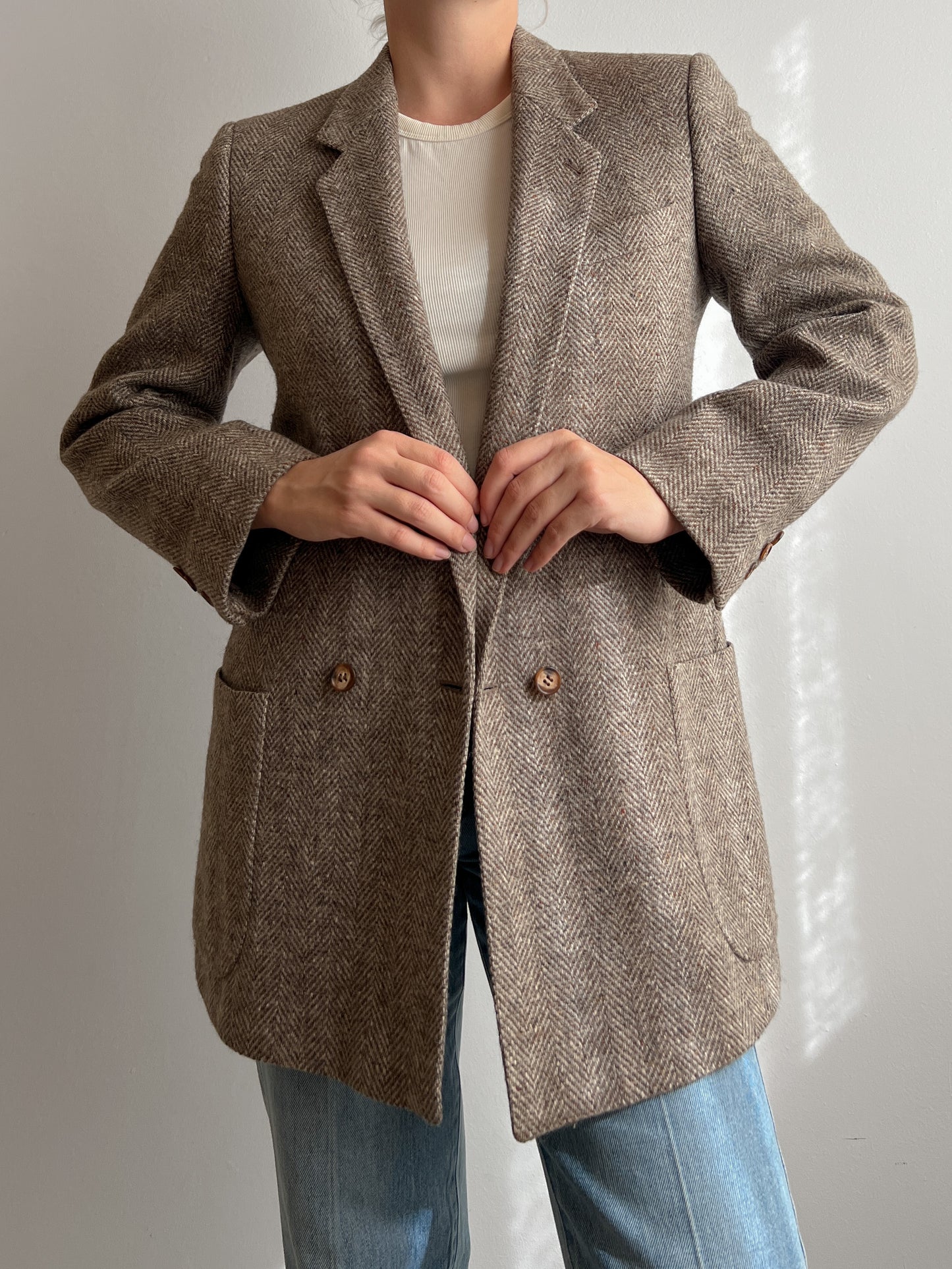 Pure wool herringbone blazer