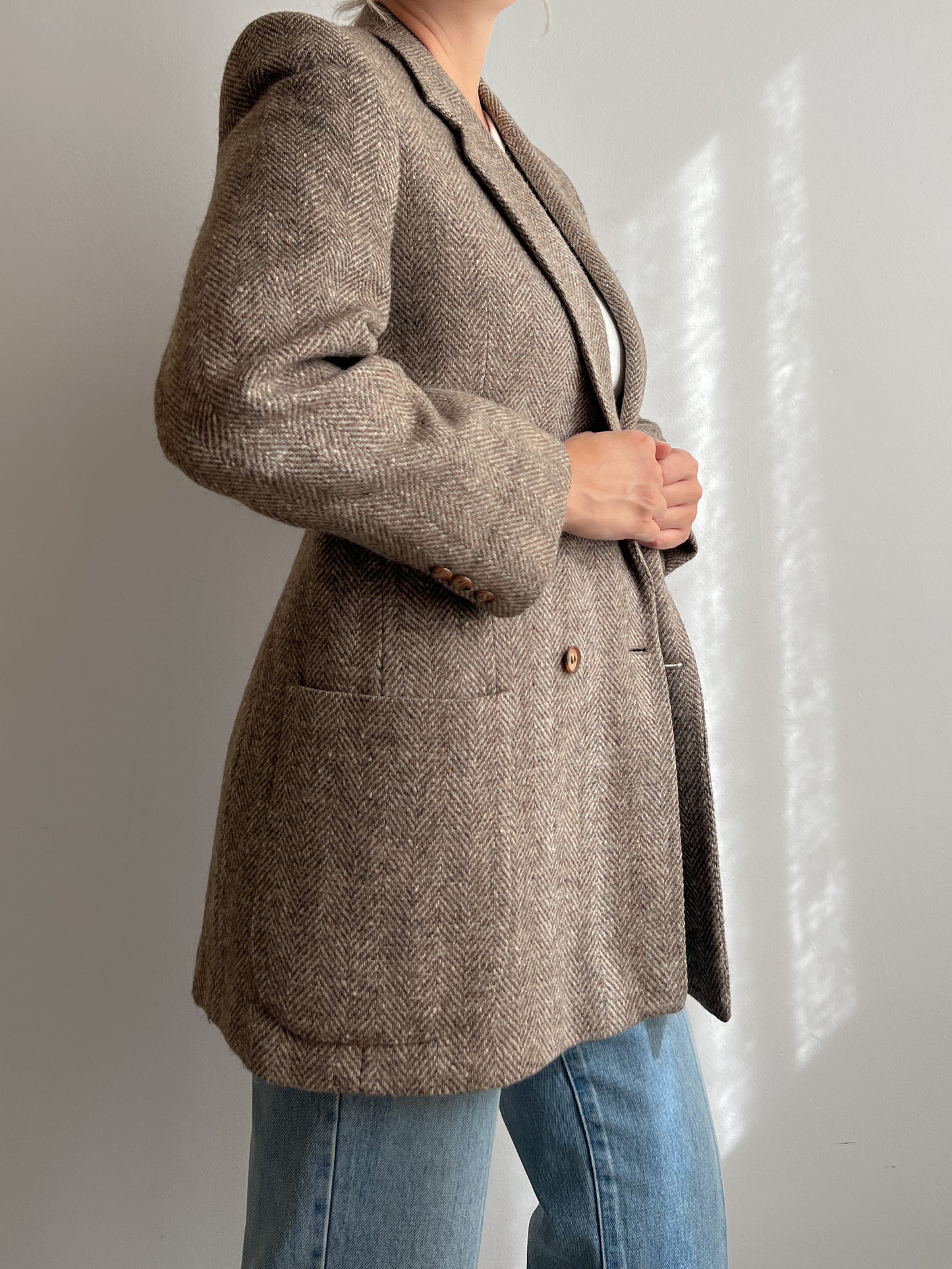 Pure wool herringbone blazer