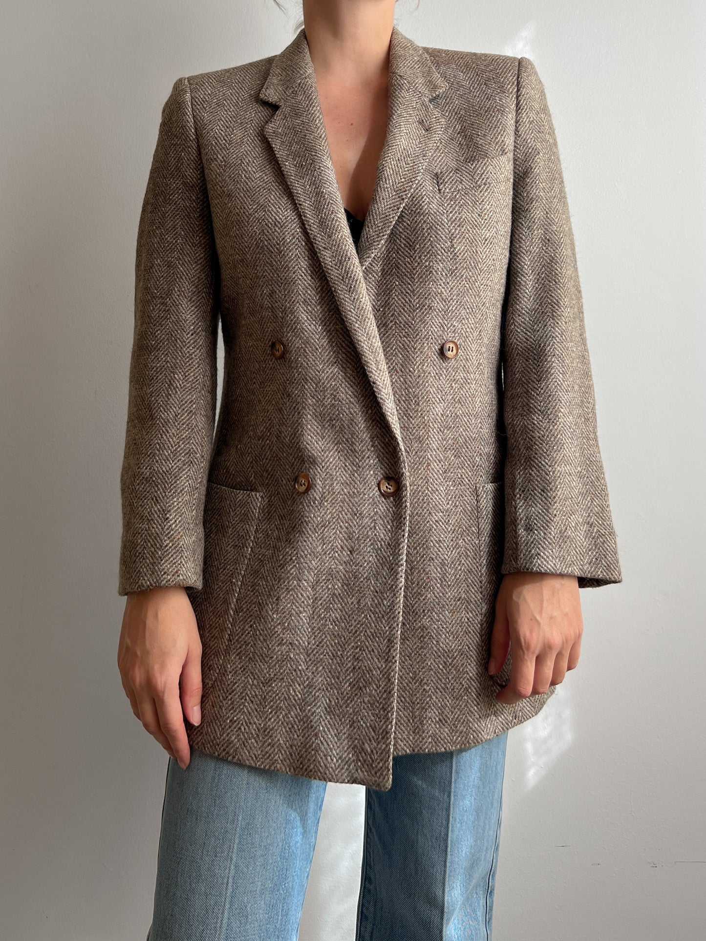 Pure wool herringbone blazer