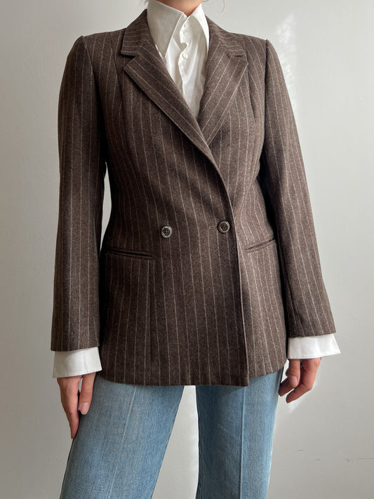 Pure wool brown pinstripe blazer