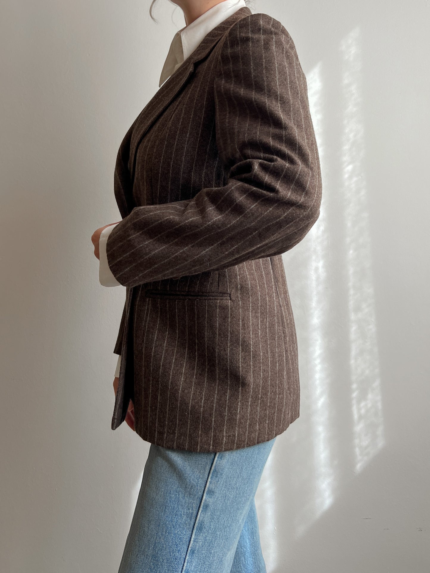 Pure wool brown pinstripe blazer