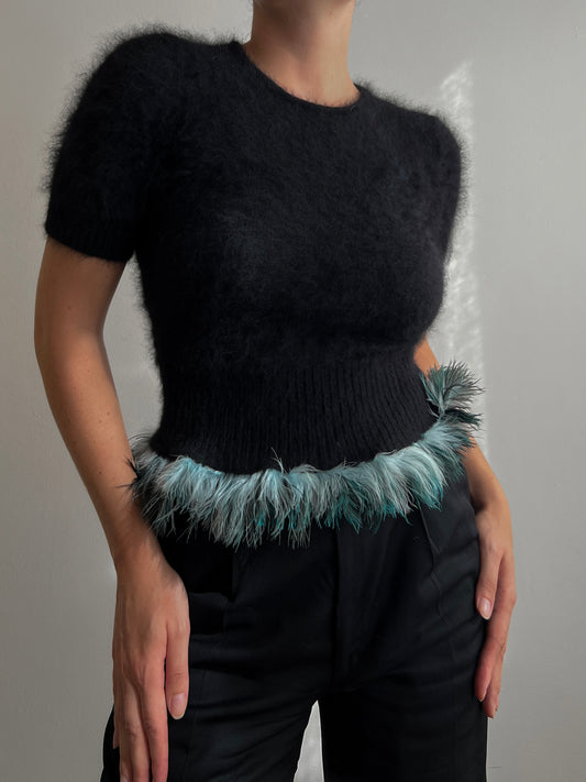 Angora and plumage black pull