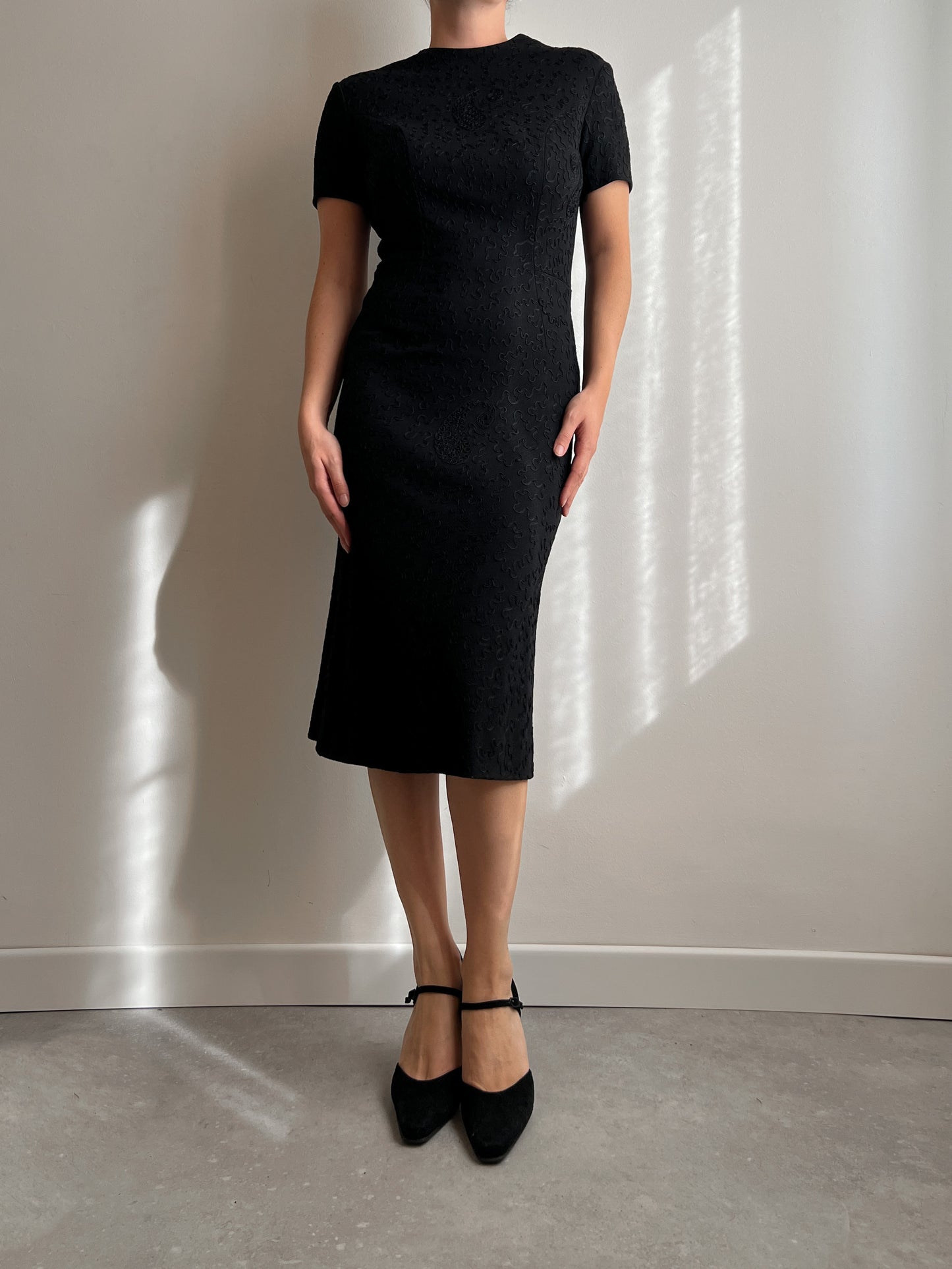 Wool tailored black dress