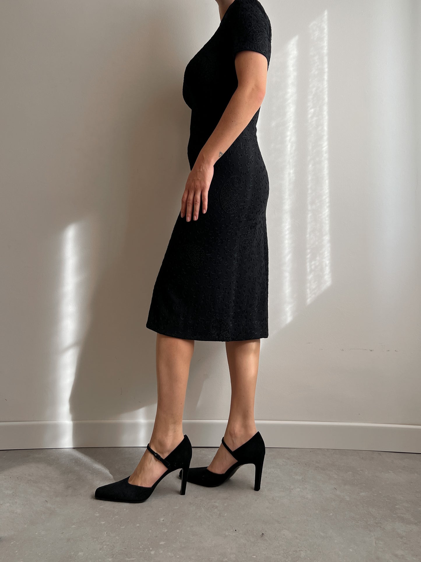 Wool tailored black dress